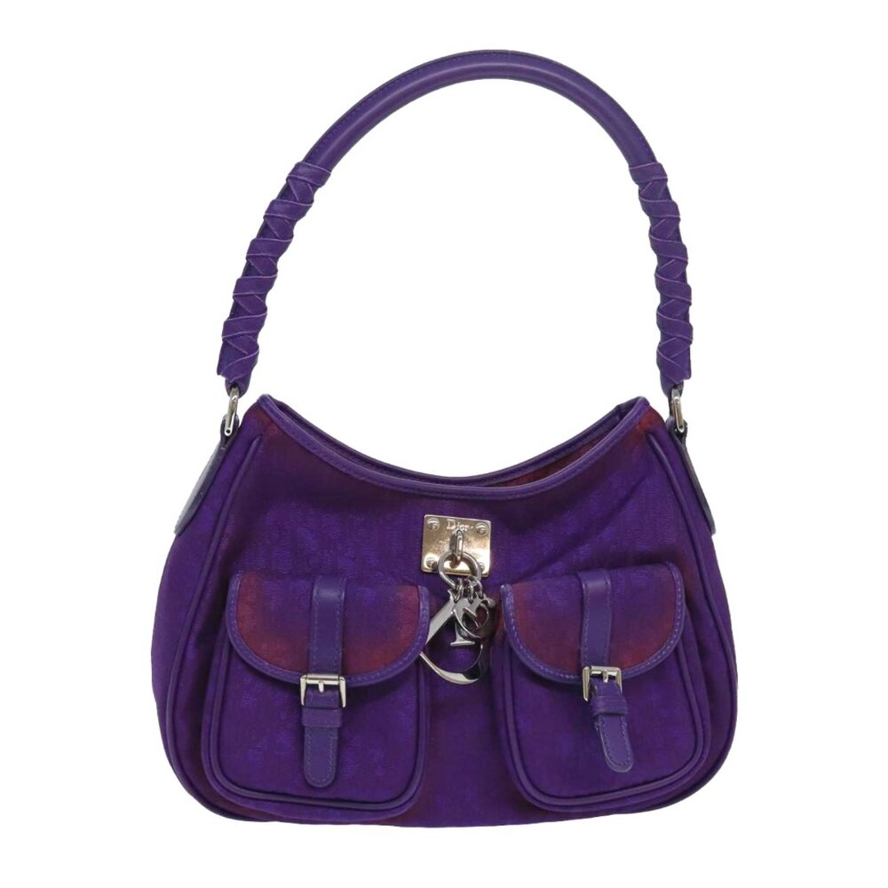 Christian Dior Purple Trotter Canvas Shoulder Bag